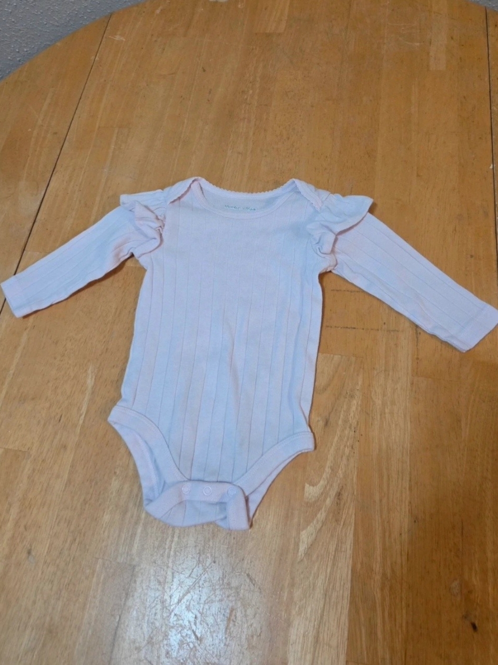 Long-Sleeve Pink Ruffle Baby Bodysuit
